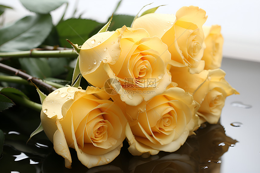 黄色玫瑰的花束图片