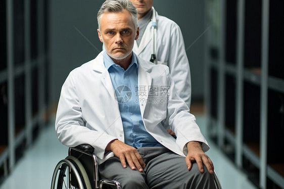 医生陪伴轮椅男子图片