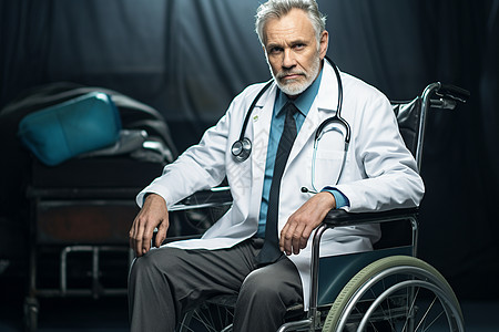 坐在轮椅上的医生背景图片