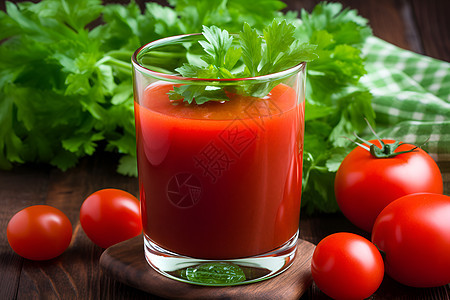 桌子上的番茄汁图片