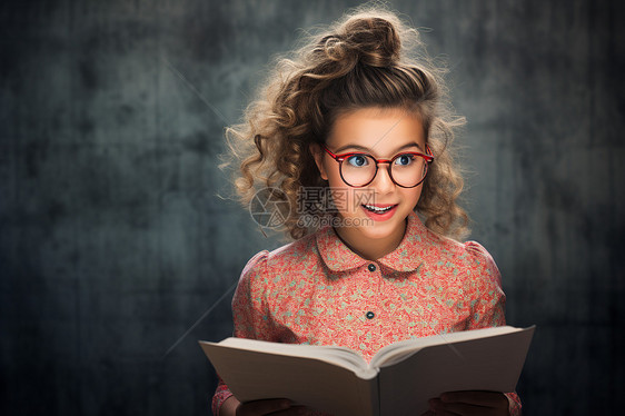 戴眼镜读书的女孩图片