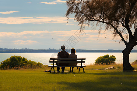 竹筏上的情侣公园长椅上的情侣背景