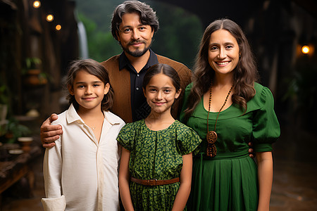 合影的一家人背景图片