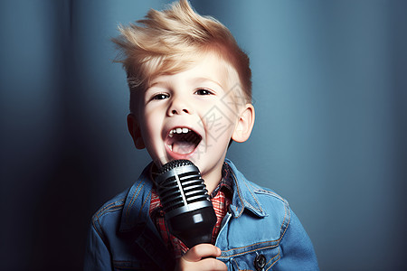 歌唱表演的小男孩背景图片