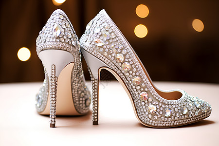 闪亮的钻石高跟鞋背景图片