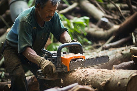 一个男人伐木工具高清图片