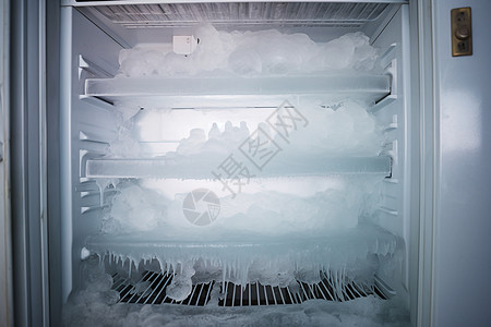 冰箱内部的霜冻背景图片