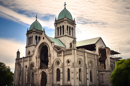 废弃的欧式教堂建筑废墟图片
