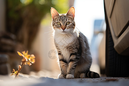 路边邂逅的猫咪背景图片