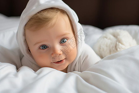 床上可爱的婴儿图片