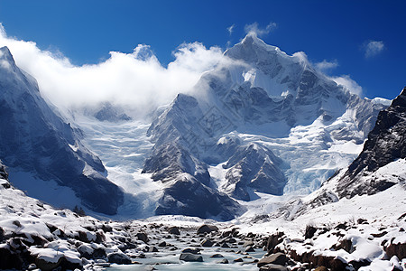 冬季冰川的壮丽背景图片