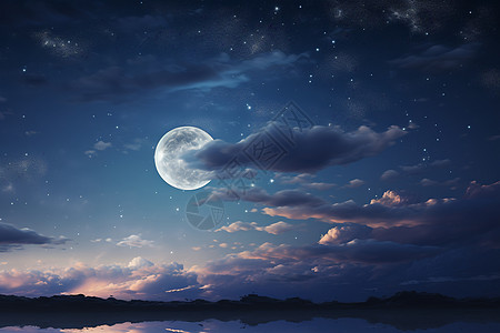 掩入云层的月亮图片