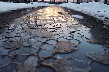 冰天雪地的河流背景图片