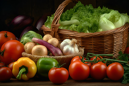 丰收的蔬菜食材图片