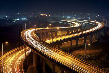 夜幕下的城市高架桥背景图片