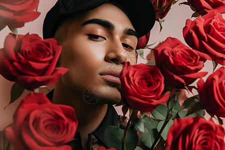 红玫瑰中的男士图片