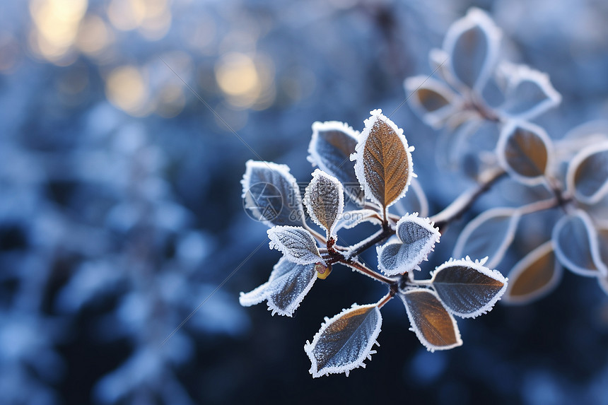 冰雪中的的植物图片