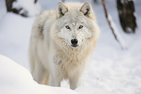 孤独雪原白狼图片