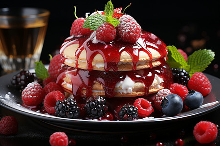 红莓美食与水果的结合图片