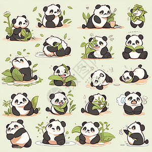 可爱熊猫的各种表情图片
