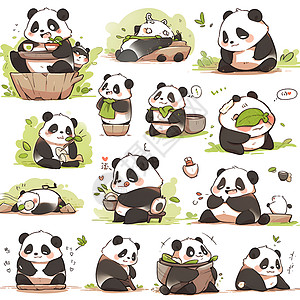 熊猫表情包憨萌的熊猫插画