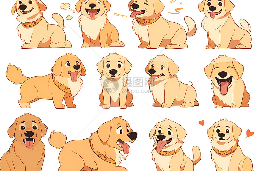 开心的狗狗卡通插画图片