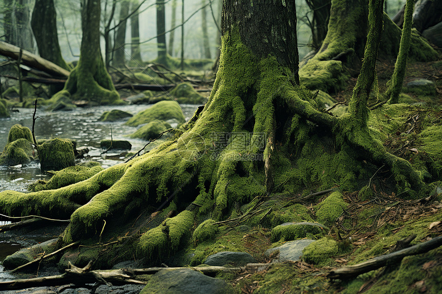 神秘的苔藓森林图片