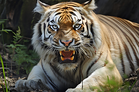 可爱老虎凶猛呲牙的老虎背景