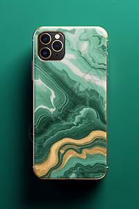 水纹图案沉醉在水纹中的奢华金绿手机壳背景
