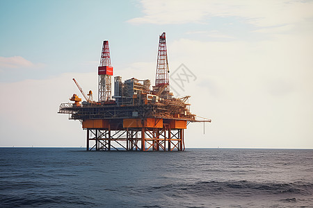 海上油井一个大型油井平台背景