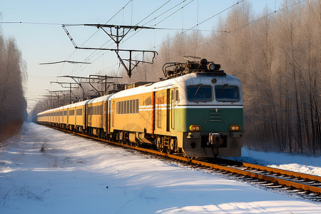 冬日的铁路列车图片