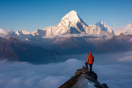 万丈霞光霞光万丈云海之巅背景