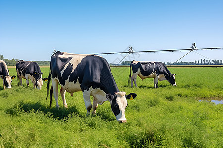 牛群在绿草地上图片