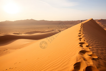 沙漠上足迹沙漠中的足迹背景
