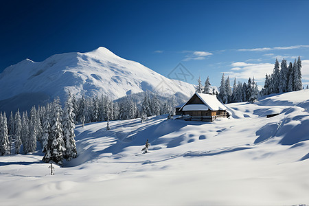 冰雪里的小屋图片