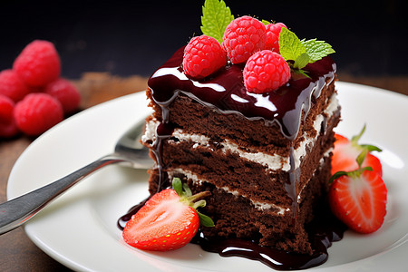 美味的巧克力蛋糕高清图片