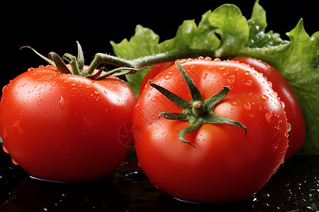 番茄与生菜叶图片
