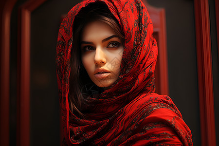 红头巾的女子图片
