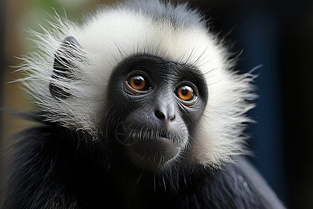 白脸长发的黑白猴子图片