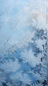 冬日玻璃窗上的霜花图片