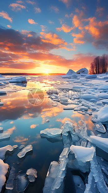 冬季冰封的湖泊图片