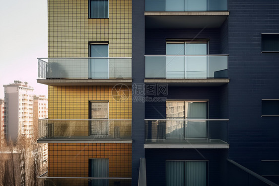 现代城市的公寓楼建筑图片