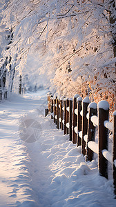 白雪覆盖的丛林景观图片
