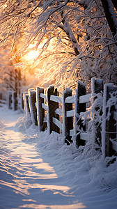 寒冷冬季户外的美丽景观图片