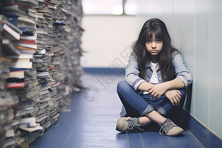 学习压力大的女学生图片