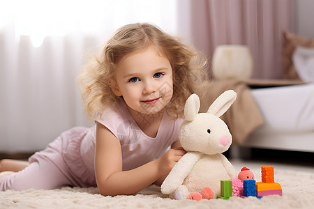 玩玩具的外国小女孩背景图片