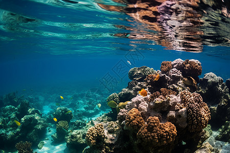 珊瑚礁上游动的各种鱼儿图片
