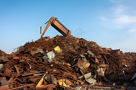 回收厂堆放的废物铁器图片