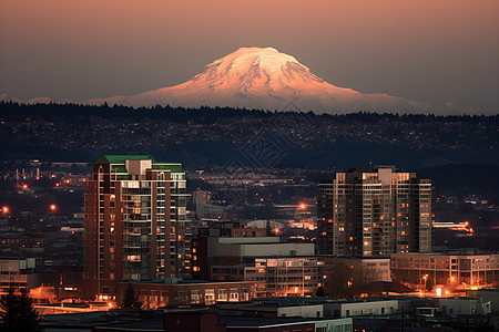 夜幕下的火山城市图片