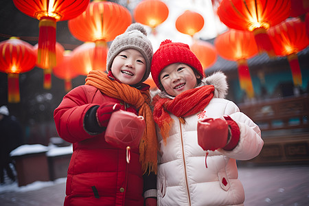 元宵节喜庆年味孩子背景